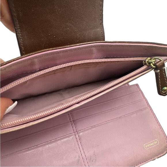 COACH Brown Signature Canvas Wallet - Picture 8 of 10